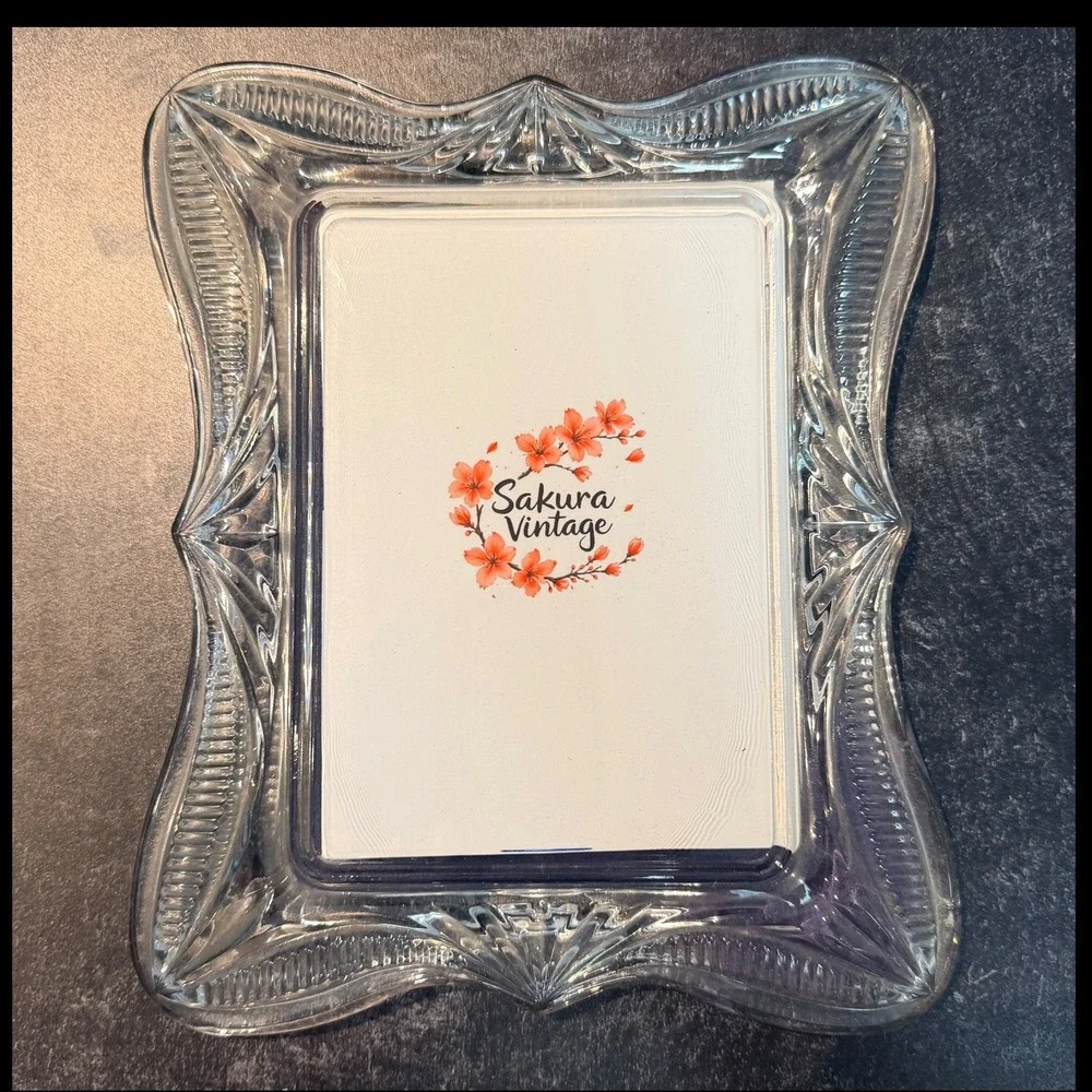 Vintage Picture Frame Lead Crystal Frosted Floral Clear 5x7